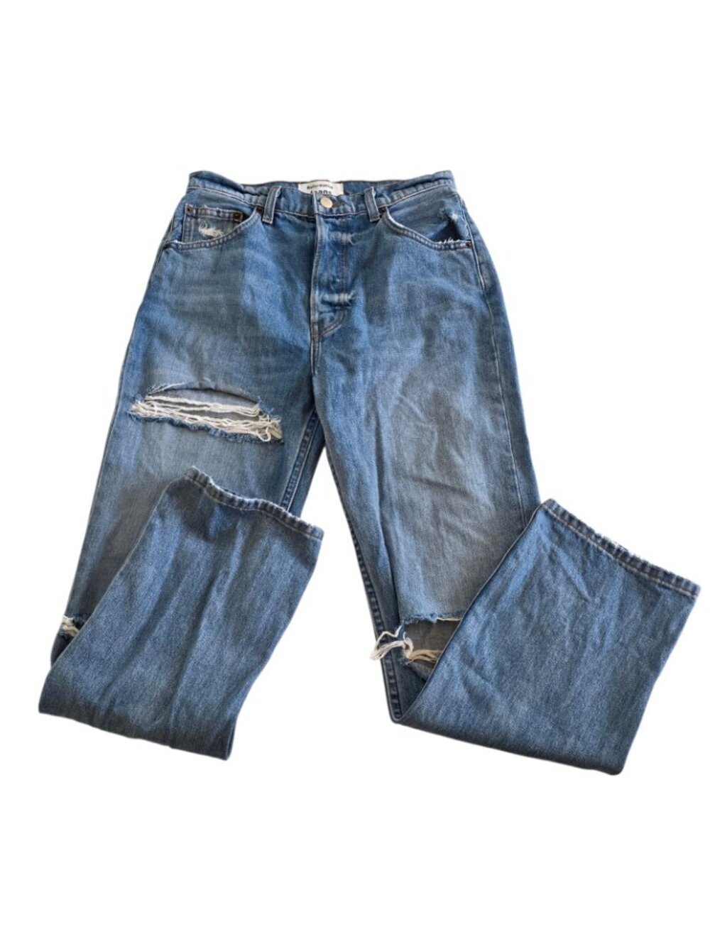 Reformation Cynthia High Relaxed Distressed Jeans 27 Blue Oahu Wash Cotton Edgy - Picture 11 of 16